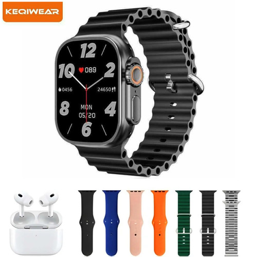 ساعت هوشمند الترا و ایرپاد keqiwear همراه هفت بند
