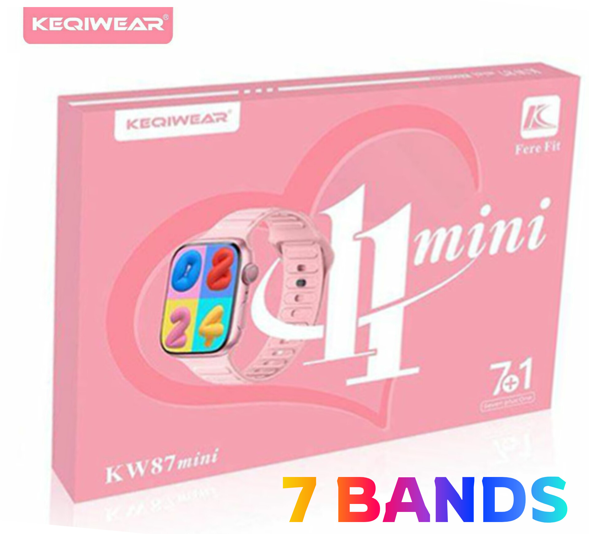 ساعت هوشمند مینی صورتی هفت بند kw mini