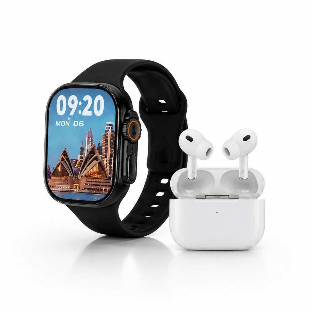 ساعت هوشمند اپل واچ kw95 ultra 3 با ۷ بند و ایرپاد برند keqiwear